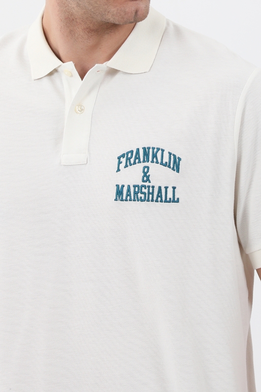 FRANKLIN & MARSHALL-Ανδρική polo μπλούζα FRANKLIN & MARSHALL λευκό 