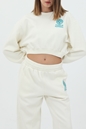 FRANKLIN & MARSHALL-Γυναικεία cropped φούτερ μπλούζα FRANKLIN & MARSHALL Sweatshirt λευκή