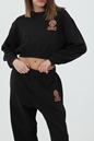 FRANKLIN & MARSHALL-Γυναικεία cropped φούτερ μπλούζα FRANKLIN & MARSHALL Sweatshirt μαύρη