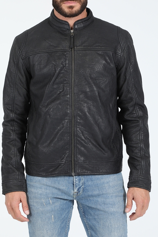 GABBA-Ανδρικό δερμάτινο jacket GABBA Benton Black Leather Jacket μαύρο