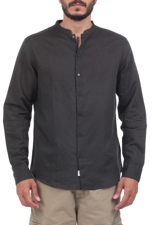 GABBA-Ανδρικό πουκάμισο GABBA Hobart Linen μαύρο