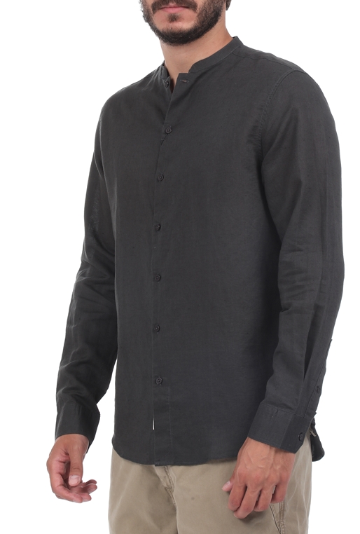 GABBA-Ανδρικό πουκάμισο GABBA Hobart Linen μαύρο
