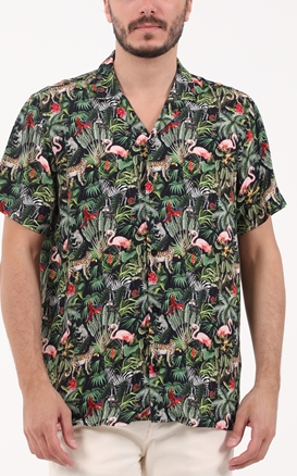 GABBA-Ανδρικό πουκάμισο GABBA Christ Resort Jungle SS πράσινο