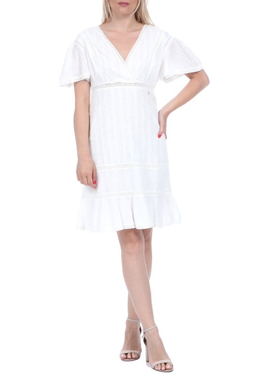 GAUDI-Γυναικείο mini φόρεμα GAUDI λευκό ασημί