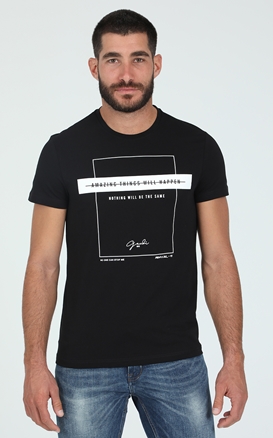 GAUDI-Ανδρικό t-shirt GAUDI μαύρο λευκό