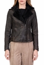 GOOSECRAFT-Γυναικείο δερμάτινο jacket με γουνάκι BIKER497 GOOSECRAFT καφέ
