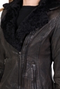 GOOSECRAFT-Γυναικείο δερμάτινο jacket με γουνάκι BIKER497 GOOSECRAFT καφέ