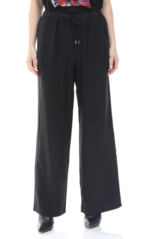 GUESS-Γυναικεία παντελόνα GUESS CLARA PANTS - ECO BACK SATIN μαύρη ασημί