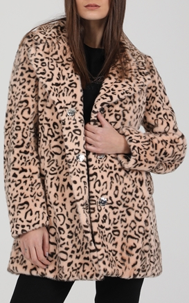 GUESS-Γυναικείο γούνινο παλτό GUESS FATIMA ροζ