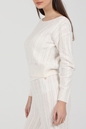 GUESS-Γυναικεία πλεκτή μπλούζα GUESS CABLE TANYA SWTR εκρού