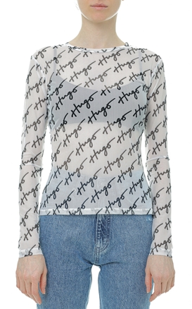 Hugo-Bluza din plasa cu imprimeu logo