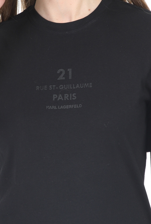 KARL LAGERFELD-Γυναικείο t-shirt KARL LAGERFELD Puffy Sleeve μαύρο