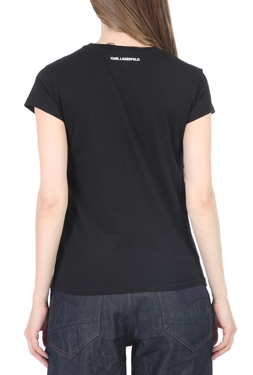 KARL LAGERFELD-Γυναικείο t-shirt KARL LAGERFELD Address Logo Pocket μαύρο