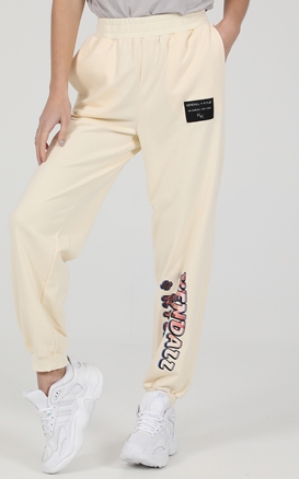 KENDALL+KYLIE-Γυναικείο παντελόνι φόρμας KENDALL+KYLIE GRAPHIC OVERSIZED JOGGER κίτρινο