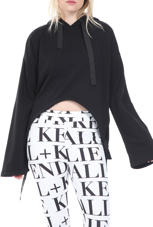 KENDALL + KYLIE-Γυναικεία φούτερ μπλούζα KENDALL + KYLIE ACTIVE CROPPED HOODED μαύρη