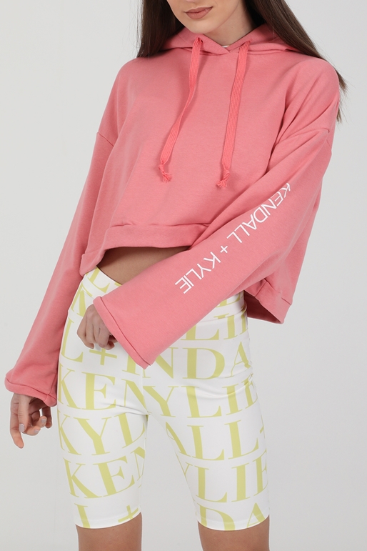 KENDALL+KYLIE-Γυναικεία cropped φούτερ μπλούζα KENDALL+KYLIE LOOSE HOODE ΜΠΛ