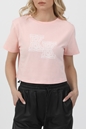 KENDALL + KYLIE-Γυναικείο cropped t-shirt KENDALL + KYLIE W PS * CROPPED LOGO T-SHIR ροζ
