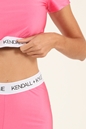 KENDALL+KYLIE-Γυναικείο κολάν KENDALL+KYLIE WAIST LOGO SHINNY LEGGIN φούξια