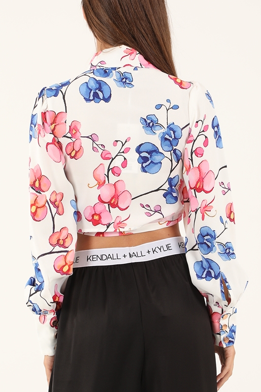 KENDALL+KYLIE-Γυναικείο cropped πουκάμισο KENDALL+KYLIE KKW.2S1.041.004 CROSS TIE λευκό