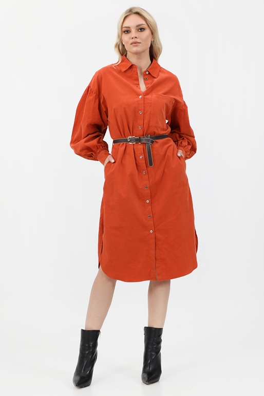 KOCCA-Γυναικείο midi φόρεμα KOCCA MARANTA πορτοκαλί