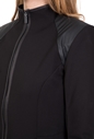 LA DOLLS-Γυναικείο μακρύ jacket LEATHER DETAIL LA DOLLS μαύρο