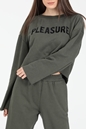 LA DOLLS-Γυναικεία cropped φούτερ μπλούζα LA DOLLS COSY χακί
