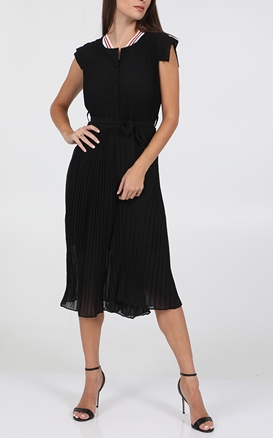 LILI SIDONIO-Γυναικείο μίντι πλισέ φόρεμα LILI SIDONIO μαύρο