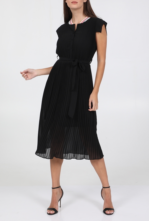 LILI SIDONIO-Γυναικείο μίντι πλισέ φόρεμα LILI SIDONIO μαύρο
