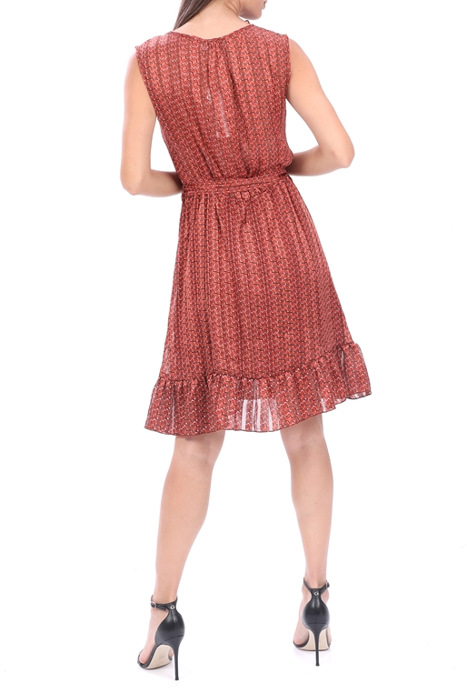 MOLLY BRACKEN-Γυναικείο αμάνικο mini φόρεμα MOLLY BRACKEN καφέ εκρού