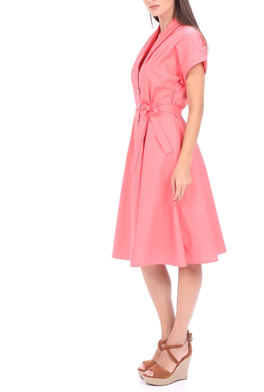 MOLLY BRACKEN-Γυναικείο midi φόρεμα MOLLY BRACKEN ροζ