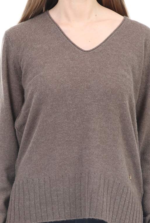 MOS MOSH-Γυναικείο πουλόβερ MOS MOSH Sophia V-neck Cashmere μπεζ