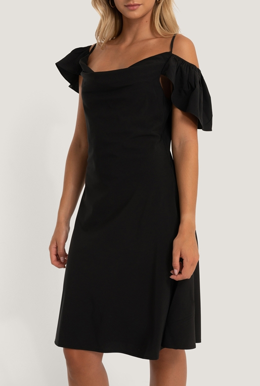 NA-KD-Γυναικείο mini φόρεμα NA-KD COWL NECK μαύρο
