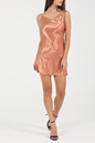 NA-KD-Γυναικείο mini slip φόρεμα NA-KD THIN STRAP SATIN MINI πορτοκαλί