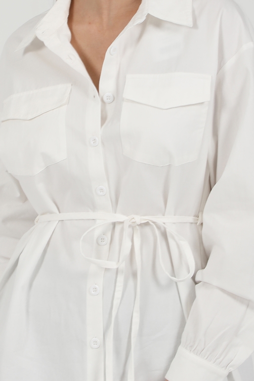 NA-KD-Γυναικείο μακρύ oversized πουκάμισο NA-KD OVERSIZED BELTED λευκό