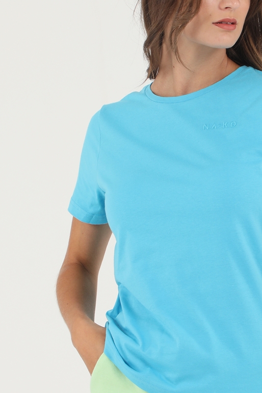 NA-KD-Γυναικείο t-shirt NA-KD ORGANIC LOGO OVERSIZED γαλάζιο