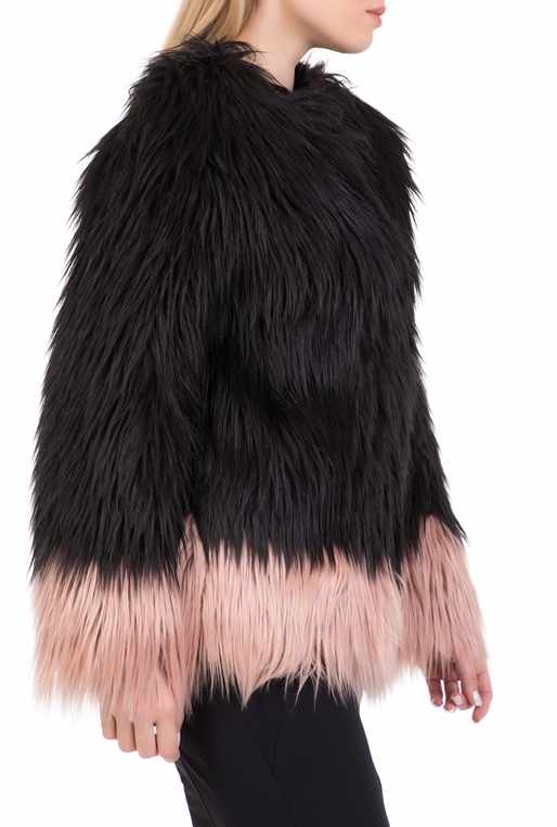NENETTE-Γυναικείο γούνινο jacket NENETTE μαύρο-ροζ
