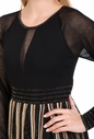 NENETTE-Γυναικείο maxi φόρεμα NENETTE μαύρο χρυσό