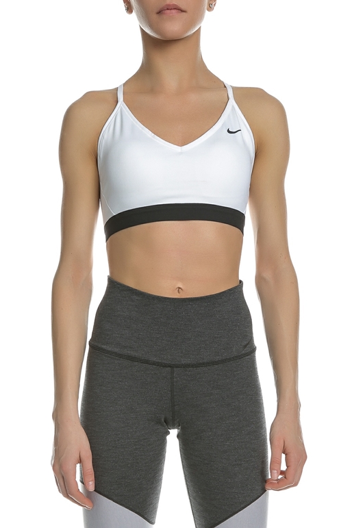 NIKE-Γυναικείο αθλητικό μπουστάκι NIKE INDY BRA λευκό-μαύρο 