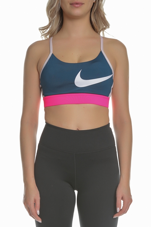 NIKE-Γυναικείο αθλητικό μπουστάκι NIKE ICNCLSH BRA LIGHT μπλε ροζ