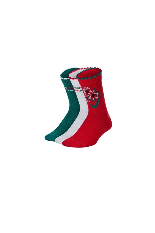 NIKE-Παιδικές κάλτσες σετ των 3 NIKE EVERYDAY CUSH κόκκινες πράσινες λευκές