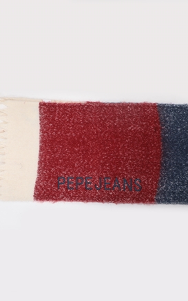 PEPE JEANS-Γυναικείο κασκόλ PEPE JEANS CHELSEA SCARF κόκκινο μπλε λευκό .