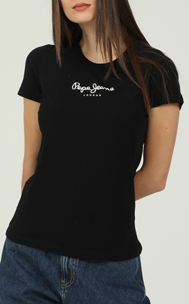 PEPE JEANS-Γυναικεία κοντομάνικη μπλούζα PEPE JEANS NEW VIRGINIA μαύρη