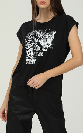PEPE JEANS-Γυναικεία κοντομάνικη μπλούζα PEPE JEANS PANTI μαύρη