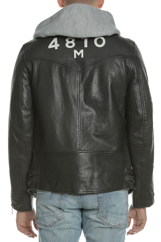 SCOTCH & SODA-Ανδρικό δερμάτινο biker jacket SCOTCH & SODA μαύρο