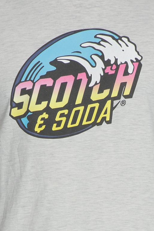 SCOTCH & SODA-Ανδρική μπλούζα Surf-inspired logo artwork tee γκρι-εκρού