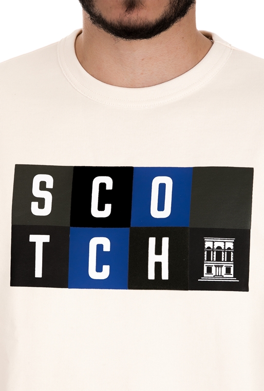 SCOTCH & SODA-Ανδρική φούτερ μπλούζα SCOTCH & SODA λευκή