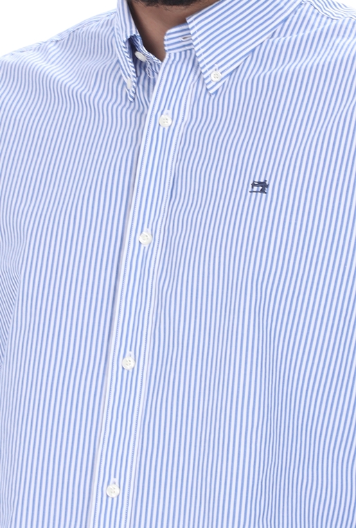 SCOTCH & SODA-Ανδρικό πουκάμισο SCOTCH & SODA NOS Crispy poplin relaxed λευκό μπλε