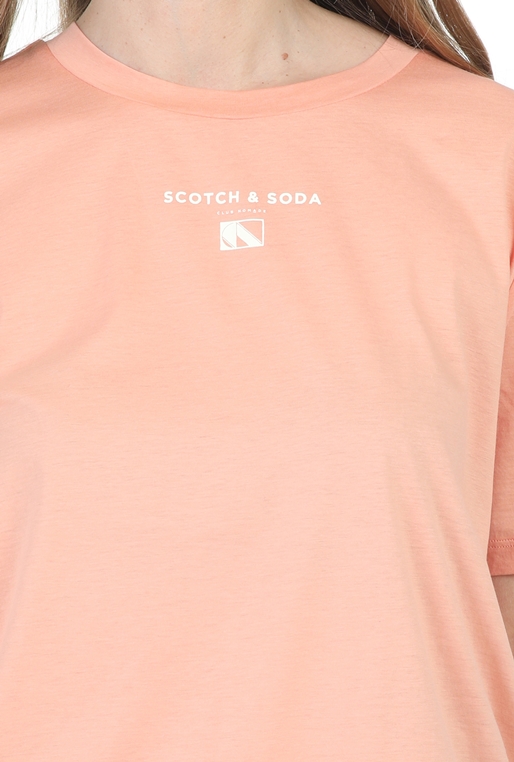 SCOTCH & SODA-Γυναικεία κοντομάνικη μπλούζα SCOTCH & SODA Club Nomade πορτοκαλί