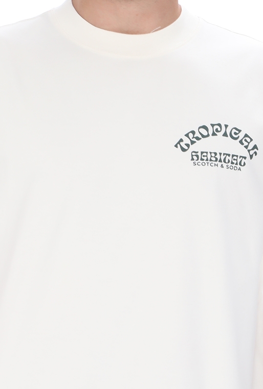 SCOTCH & SODA-Ανδρικό t-shirt SCOTCH & SODA Oversized cotton-jersey artwork λευκό