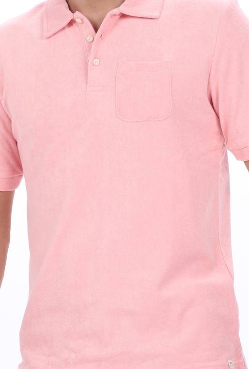 SCOTCH & SODA-Ανδρική polo μπλούζα SCOTCH & SODA Organic cotton Terry-toweling ροζ